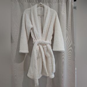 Pottery Barn Teddy Bear Robe White Small Plush Sherpa Cozy Spa Lounge